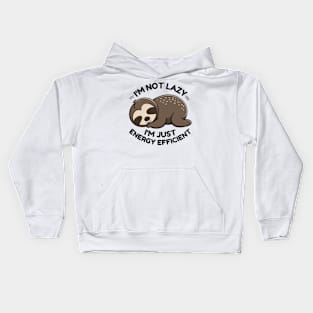 I'm Not Lazy I'm Just Energy Efficient Funny Sloth Sleeping Kids Hoodie